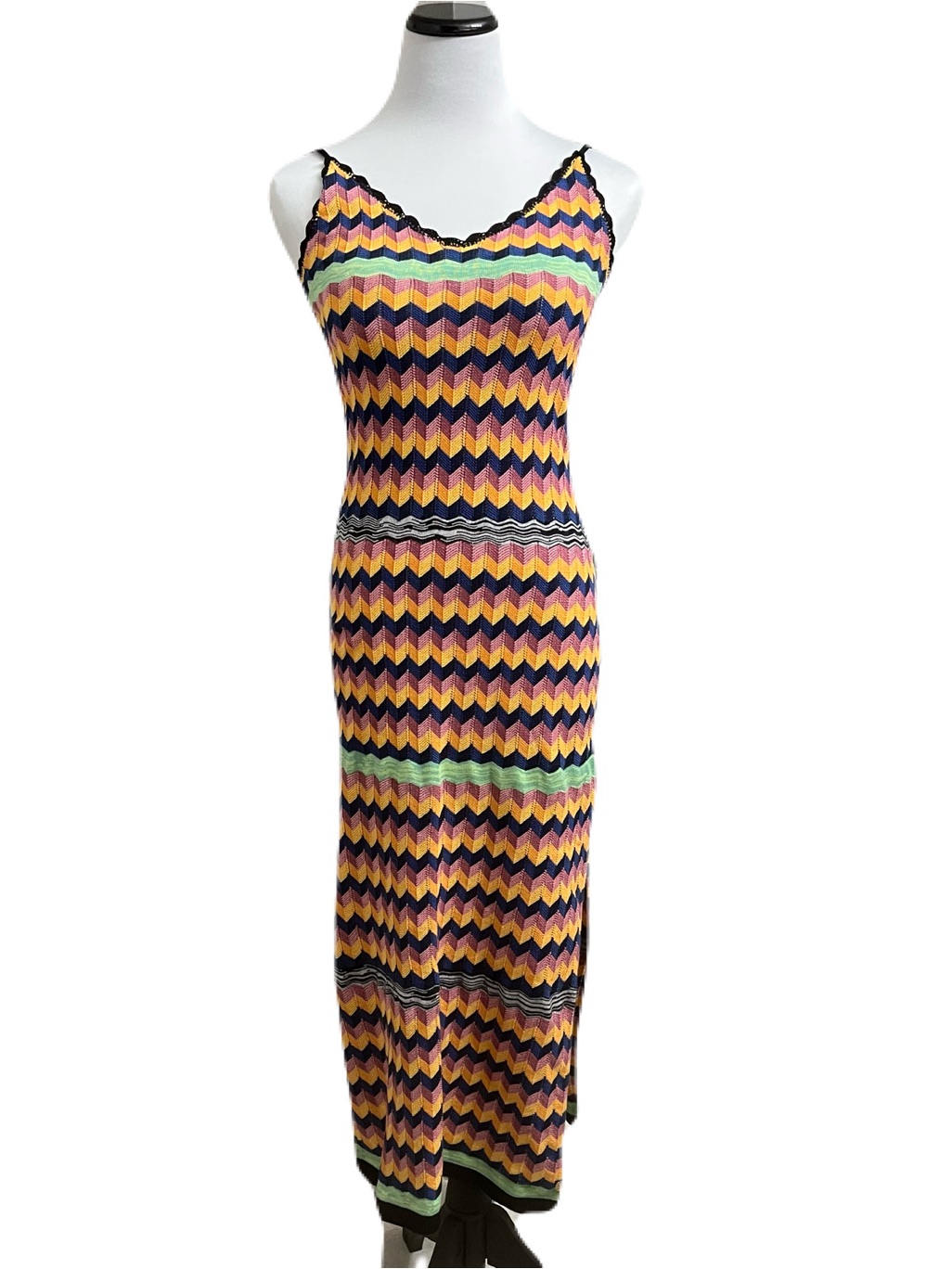 Scotch & Soda Women’s Colorful Multicolor Chevron Knit Maxi Dress Size Xs Nwt